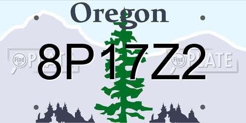 8P17Z2 Oregon License Plate
