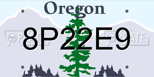 8P22E9 Oregon License Plate