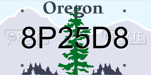 8P25D8 Oregon License Plate