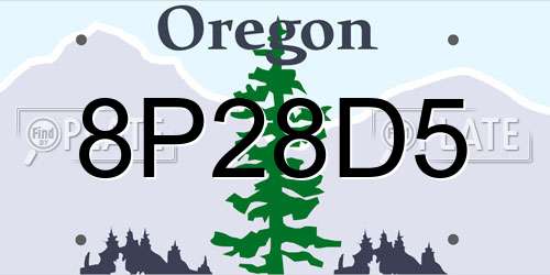 8P28D5 Oregon License Plate
