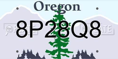 8P28Q8 Oregon License Plate
