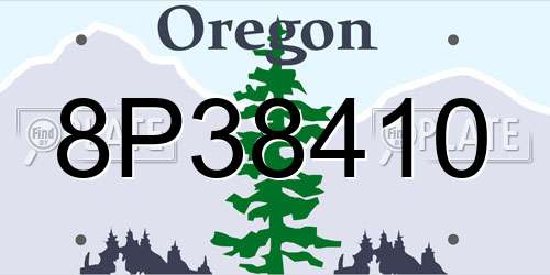 8P38410 Oregon License Plate