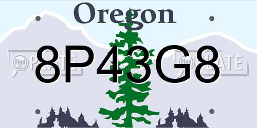 8P43G8 Oregon License Plate