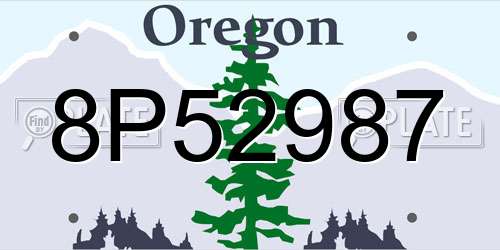 8P52987 Oregon License Plate