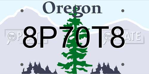 8P70T8 Oregon License Plate