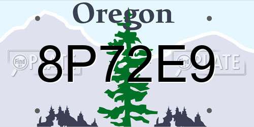 8P72E9 Oregon License Plate