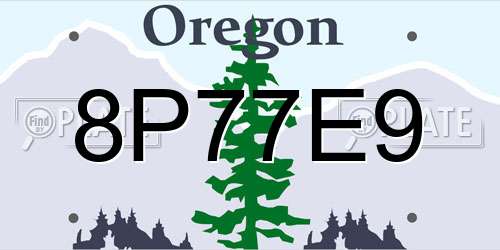 8P77E9 Oregon License Plate