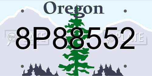 8P88552 Oregon License Plate