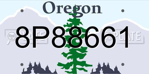 8P88661 Oregon License Plate
