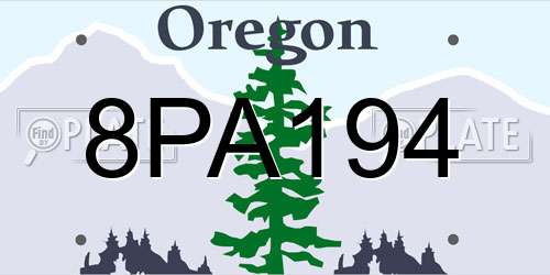 8PA194 Oregon License Plate