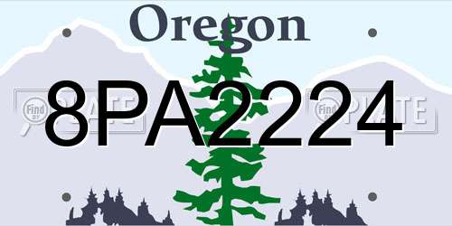 8PA2224 Oregon License Plate