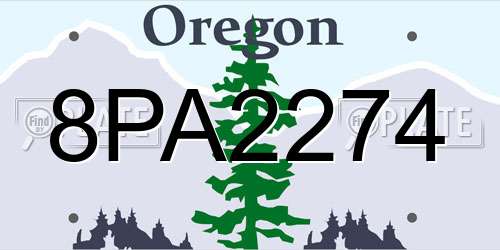 8PA2274 Oregon License Plate