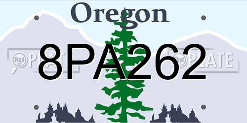 8PA262 Oregon License Plate