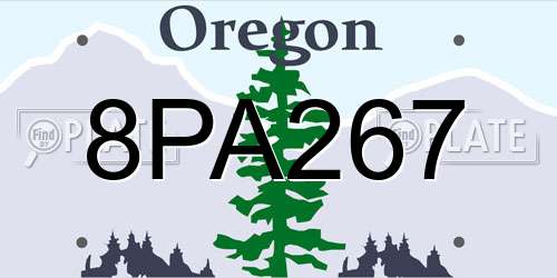 8PA267 Oregon License Plate