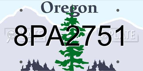 8PA2751 Oregon License Plate