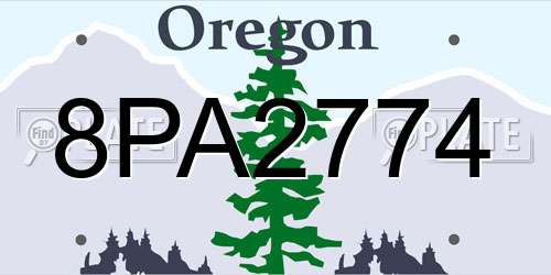 8PA2774 Oregon License Plate
