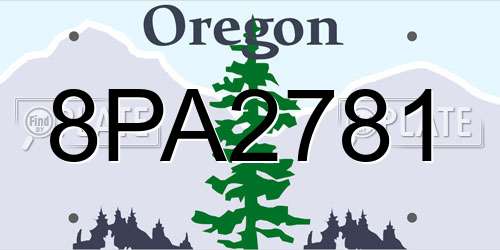 8PA2781 Oregon License Plate