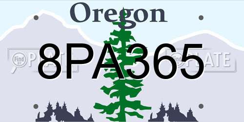8PA365 Oregon License Plate