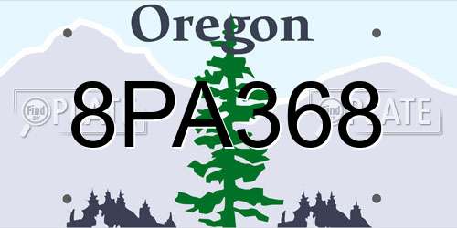 8PA368 Oregon License Plate