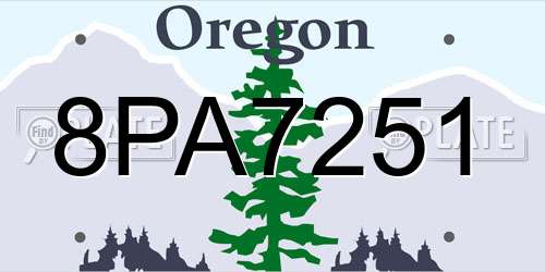 8PA7251 Oregon License Plate