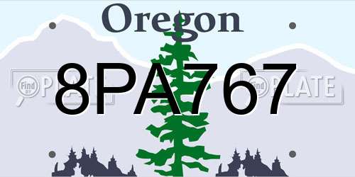 8PA767 Oregon License Plate