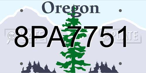 8PA7751 Oregon License Plate