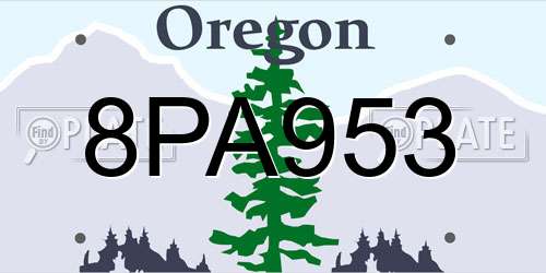 8PA953 Oregon License Plate