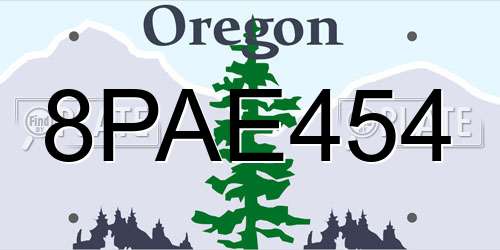 8PAE454 Oregon License Plate