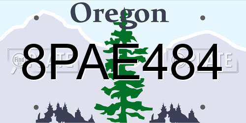 8PAE484 Oregon License Plate