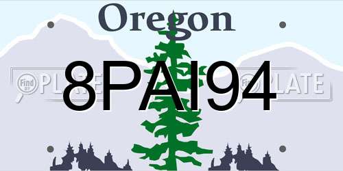 8PAI94 Oregon License Plate