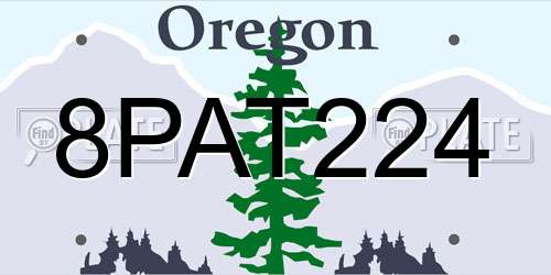 8PAT224 Oregon License Plate