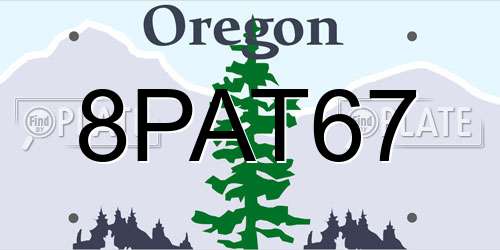 8PAT67 Oregon License Plate