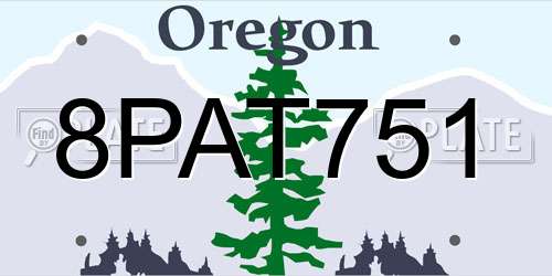 8PAT751 Oregon License Plate