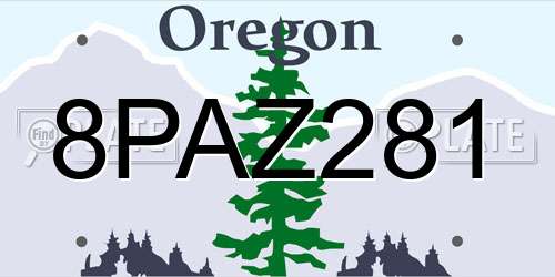 8PAZ281 Oregon License Plate