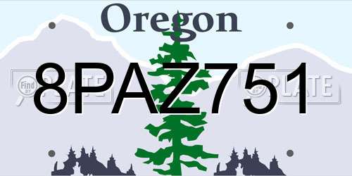 8PAZ751 Oregon License Plate