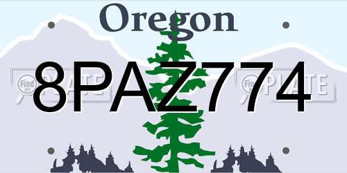 8PAZ774 Oregon License Plate