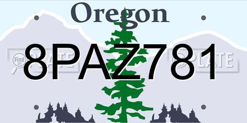 8PAZ781 Oregon License Plate