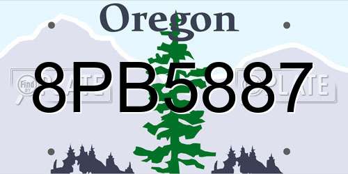 8PB5887 Oregon License Plate