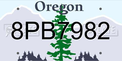 8PB7982 Oregon License Plate