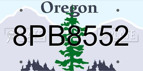 8PB8552 Oregon License Plate
