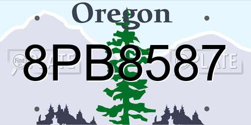 8PB8587 Oregon License Plate