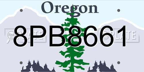 8PB8661 Oregon License Plate