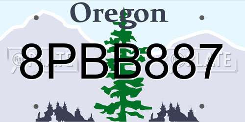 8PBB887 Oregon License Plate