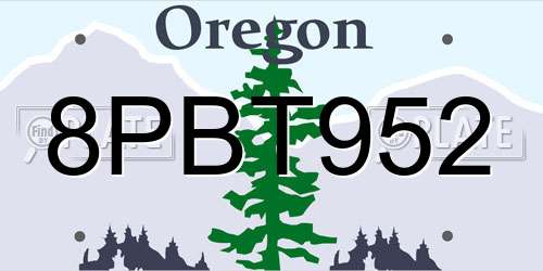 8PBT952 Oregon License Plate
