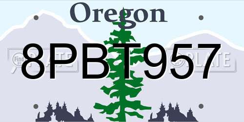 8PBT957 Oregon License Plate