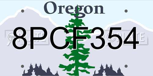 8PCF354 Oregon License Plate