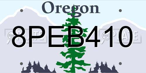 8PEB410 Oregon License Plate