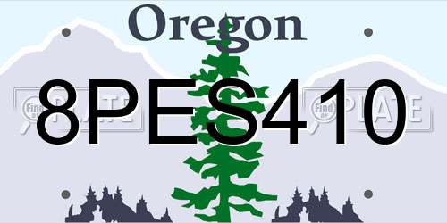 8PES410 Oregon License Plate