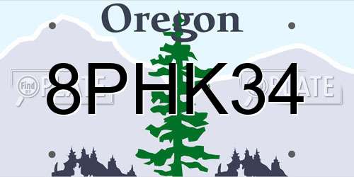 8PHK34 Oregon License Plate
