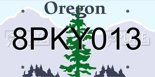 8PKY013 Oregon License Plate